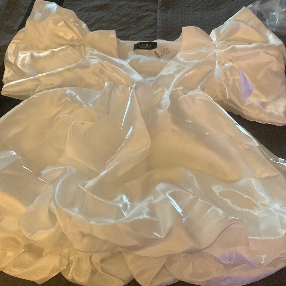 Akira satin white bubble dress
